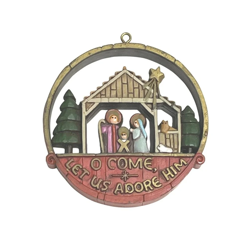 Hallmark Ornament 1977 Nostalgia O Come Let Us Adore Him Nativity
